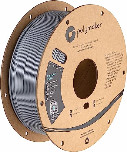 Image of Polymaker PETG Filament 1.75mm, 1kg Grey, 3D Printer Filament, PolyLite PETG, Cardboard Spool
