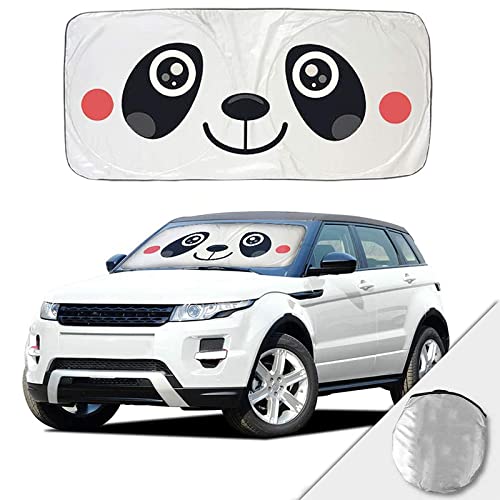 Homeya Car Windshield Sun Shade, Cartoon Panda Auto Sun Shade Foldable Sun Visor Protector Uv Ray Reflector Shield To Keep Vehicle Cool & Damage Free Protect Kids Baby & Pets (59 X33.5 Inch) #TOP22