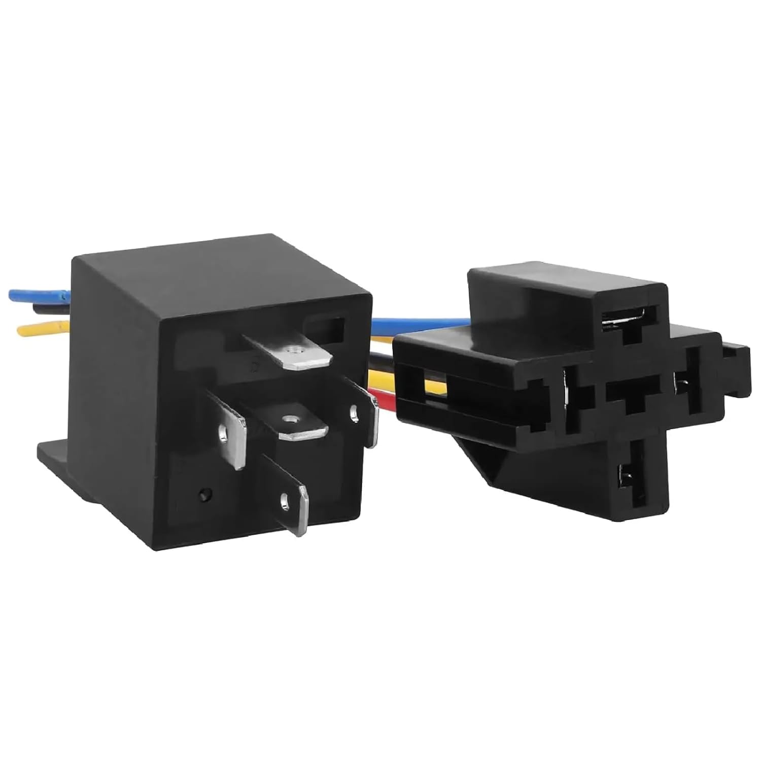 JD1914 Automotive Relay Kit, 12V 40A SPDT 5 Pin with Interlocking Socket and Wiring Harness, 4 Pack