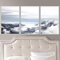 3 Piece Framed Canvas Wall Art Foggy Mountains Canvas Prints Home Artwork Decoration for Living Room,Bedroom - 16