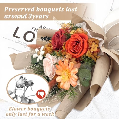 QOEAZY Flowers for Delivery, Preserved Flowers Bouquet with Gift Box, Rose Gifts for Women Mom Grandma2