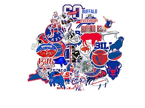 32 PCS of American Football Buffalo Stickers for Water Bottle Rugby Decal Decoration Sticker for BoysWaterproof Decals for LaptopPhone CaseCarGuitarBumperSkateboardGifts for Kids Adults Teens