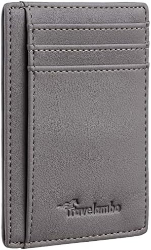 Travelambo Front Pocket Minimalist Leather Slim Wallet RFID Blocking Medium Size