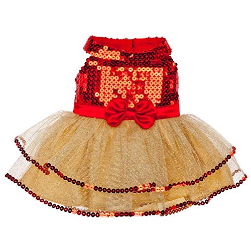Build A Bear Workshop Gold & Red Tulle Dress