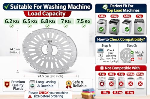 Image of Saftey Cover /Dryer Spin Cap Suitable for LG 6.2kg /6.5kg /6.8kg /7kg /7.5kg. Semi Automatic Washing Machine Spinner Safety Cove /LID Gray (Diameter: 24.5cm) (Pack of 1) Durable Replacement Part