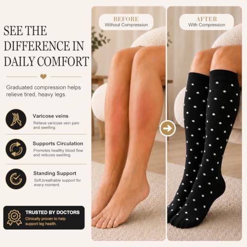 Image of Laite Hebe 4 Pairs-Compression Socks for Women&Men Circulation-Best Support for Nurses,Running,Athletic
