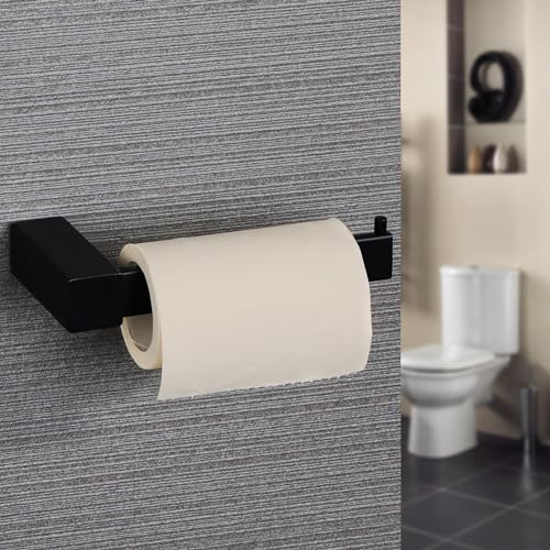 SAYAYO Toilet Roll Holder Wall Mounted Black Toilet Paper Holder Tissue Holder for Bathroom Kitchen SUS304 Stainless Steel, EGKN2311-B - Image 2