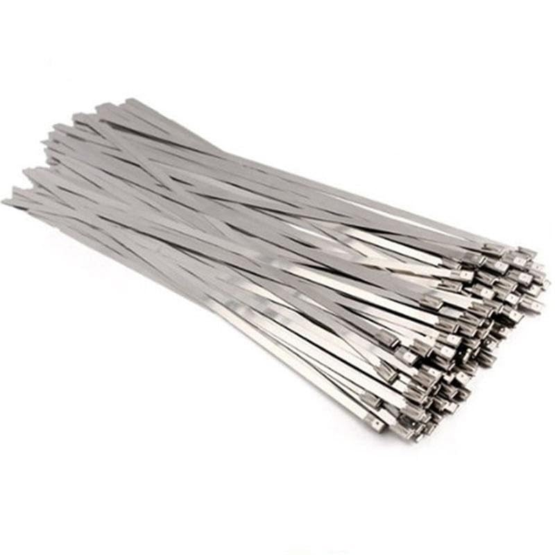 Fascetta stringicavo 100 pezzi Fascette stringicavo in acciaio inox con chiusura a zip in metallo Fascette stringicavo multiuso con chiusura a zip Fascette stringicavo (Colore: 100 pezzi 300 mm)