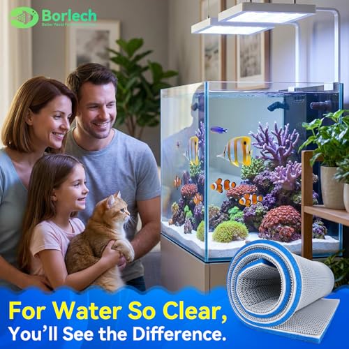 Image of Borlech 8-Layer Fast-Acting Aquarium Filter Pad - Cut-to-Size Aquarium Floss Media for Fish Tank, Pond, Sump - Fast Water Polishing in Hours (15.75 inchx11.81 inchx0.6 inch, 2 Pack)