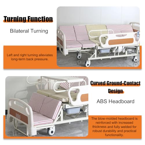 Verstellbares Pflegebett mit Matratze, 8-in-1-Schlafen Liegen Sitzen Stehen, elektrische Krankenhausbetten für ältere Menschen nach Operationen, Griffleisten – Bild 7