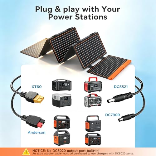Image of FlexSolar 60W Foldable Portable Solar Panel Charger IP67 Waterproof | with PD3.0 USB-C, QC3.0 USB-A & DC; Power Emergency Camping for Small Power Station Generator,Phones, Power Banks, Tablets