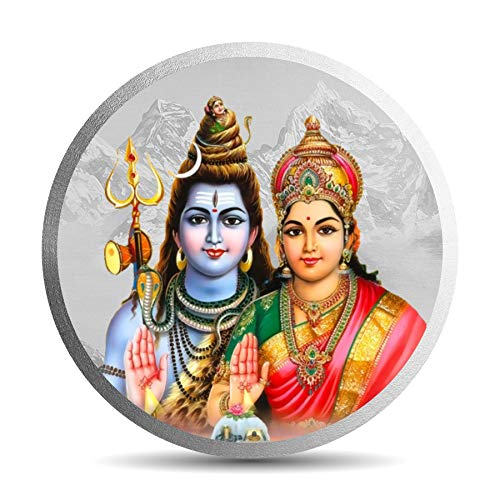 MOHUR Shiv Parvati 10 Gm Silver Coin Coloured (999) Pure Silver