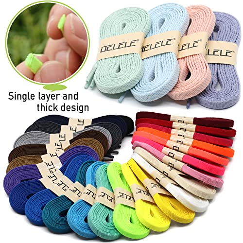 Delele 2 Pair 23.62" Flat Shoe Laces 5/16" Wide Shoelaces For Athletic Running Sneakers Shoes Boot Strings Fluorescent Green #TOP3