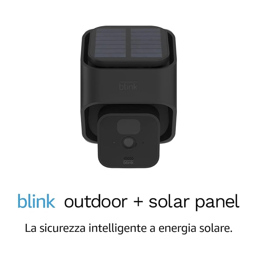Immagine del prodotto Blink Outdoor + Supporto di ricarica con pannello solare – telecamera di sicurezza intelligente HD, wireless, a energia solare, rilevazione movimento – Camera aggiuntiva (necessita di Sync Module)