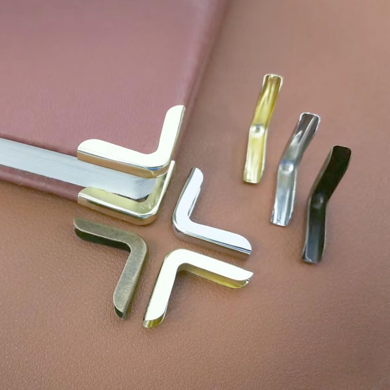 osłony narożników książek, 21MM 50/100PCS Metalowe narożniki ochronne do książek w kolorze jasnozłotym, narożniki do albumu ze zdjęciami(Light Gold,100pcs)