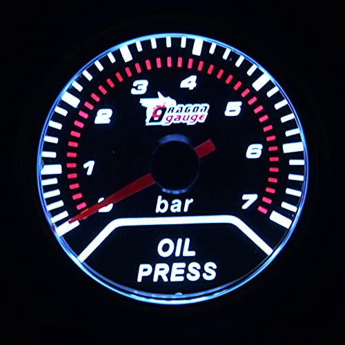 ETOPARS Universal 2 52mm Auto Öldruckmesser 0-7 Bar Öldruckanzeige 12V Rauchglas Ölpresseanzeige Messgerät Weiß Licht mit Sensor