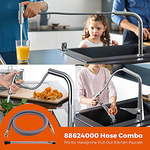 88624000 Pull-Out Hose Combo For Hansgrohe Kitchen Faucets, Pull-Down Spray Hose Replacement With Brass Connectors, 59-Inch + 10.5-Inch #TOP4