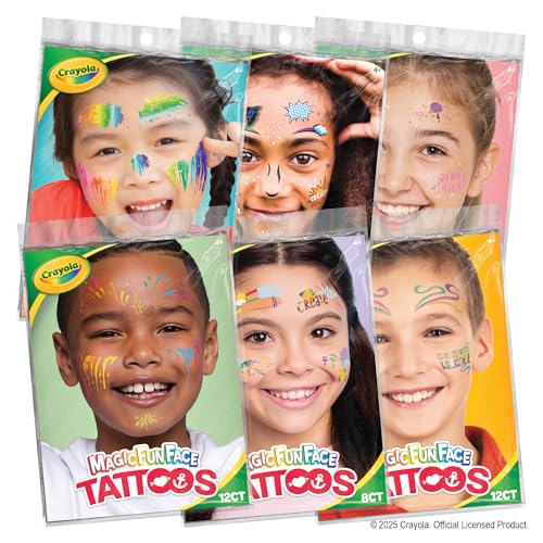 Crayola Magic Fun Face Temporary Tattoos Variety Pack, 100+ Kids’ Tattoos, Fun Character & Expression Designs, Ages 4+ image 5