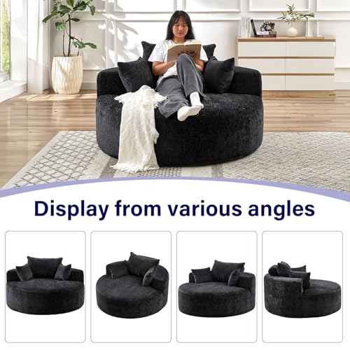 Sillón Plegable Chenille Negro miniatura 5