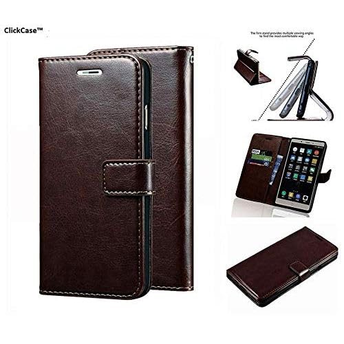 Image of ClickCase for Motorola Moto G05 Vintage Series Leather Wallet Flip Case Kick Stand with Magnetic Closure Flip Cover for Motorola Moto G05 (Coffee Brown)