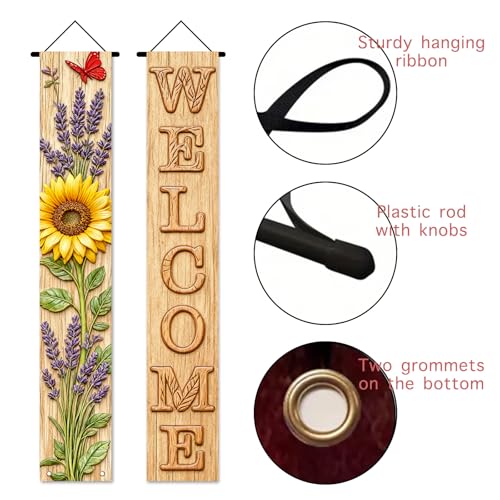 Image of Nuxovilar Sunflower Lavender welcome Banners 12x70 Inches Polyester