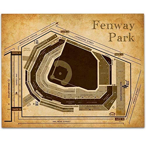 Fenway Park Baseball Stadium Seating Chart 11x14...