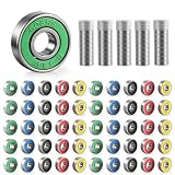 50 Stück Kugellager 608RS Skateboard-Kugellager 9 x 22 x 6mm Double Shielded Miniatur Rillenkugellager Carbonstahl Präzisionslager 608 Kugellager für Skateboards, Rollerblades, Fahrräder (5 Farben)