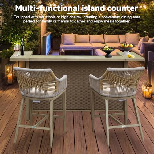 Domioutdoorhomebarunitallweatherwickeraluminumframefarmhousebarfurniturewithstoragewaterproofrattanbuffettablewithshelvesandcabineteasytocleanforpatiokitchen  Urban Country Home Decor Domi outdoor home bar unit all weather wicker aluminum frame farmhouse bar furniture with storage waterproof rattan buffet table with shelves and cabinet easy to clean for patio kitchen  urban country home decor