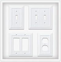 Vista 4 de Franklin Brass Beadboard Clásico (Paquete de 1) Cubierta Decorativa para Interruptor de Luz Blanco Puro Placa de Pared de 2 Posiciones