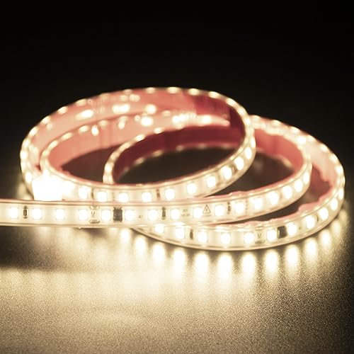 Image of White LED Lights 6.56 ft AC 120V Hardwired LED Strip Lights 2M | 4000K Natural White Super Bright LED Tape Light IP67 Flexible Cuttable Under Cabinet Tape Lighting for Bedroom Kitchen TV