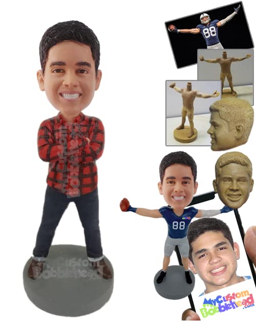 Custom Bobblehead Fashionable Boy Wearing A Shirt and Jeans with Shoes - Leisure & Casual Casual Mal