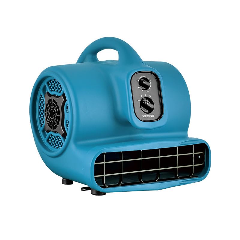 XPower Mighty Centrifugal Air Mover, Carpet Dryer, Floor Fan, Blower, Stackable, Daisy Chain, for Water Damage Restoration, Janitorial, Plumbing, Home Use (Blau, P-450T 1600CFM)