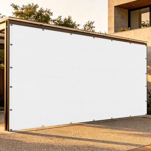 Voile d'ombrage rectangulaire 2x8m blanchiment avec corde de fixation - 2