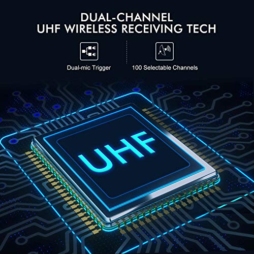 ZHUOSHENG UHF 100-channel Wireless Lavalier Microphone System for DSLR Mirrorless Camera Camcorder PC Smartphone-Wireless Dual Lapel Microphone for Interview YouTube Video Recording Vlogging ENG EFP