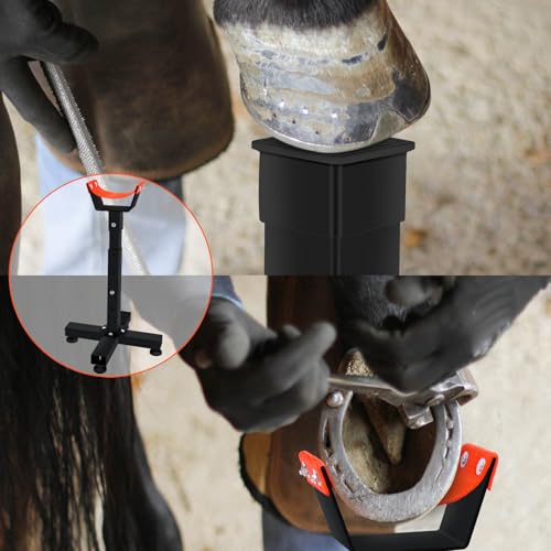 Image of Adjustable Farrier Stand Metal Hoof Stand Hoof Stand for Horses Hoof Jack Farrier Stand Equine Trimming Shoeing Barefoot Horse Hoof Trimming Tools Veterinary Instruments Grip Hoof Care Tools