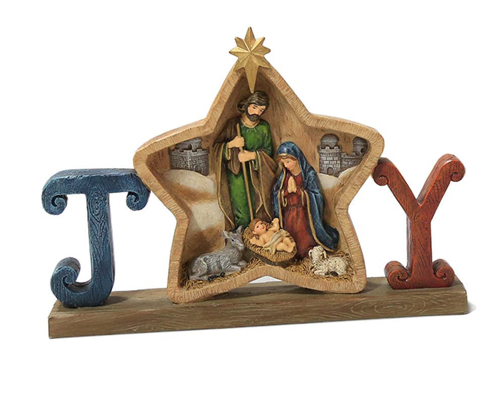 Nativity Set Christmas Tabletop Scenes Loving Baby Jesus Manger Statues Religious Ornaments Holy Family Resin Figurines Living Room Decorative Catholic Christian Gift, A