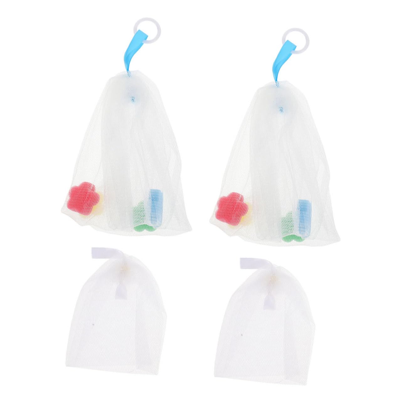 Vaguelly 4 Bolsas de Red Exfoliantes Material Pe, Creación Rápida de Burbujas para Jabón Facial Orificio para Colgar Paquete de 4 Unidades para Uso Doméstico