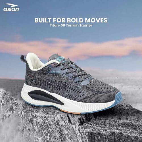 Image of ASIAN Titan-06 Men's Sports Shoes| Lightweight & Breathable Lace-Up Running Shoes | Stylish All-Day Comfort Trainers for Gym, Walking, Casual