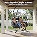 SWITTE Double Egg Swing Chair with Stand, Outdoor Patio 2 Person Hanging Wicker Hammock Chairs with Cushion for Indoor Bedroom, Lawn, Garden-Dark Grey