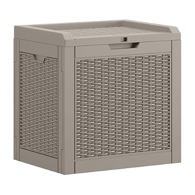 YITAHOME 35 Gallon Outdoor Deck Box, Lockable Waterproof Storage Box, Resin Storage Bin for Patio Cushions, Gardening Tools, UV Resistant, Brown