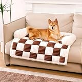 FUNNY FUZZY Pet Couch Covers for Sofa, Dog Couch Bed for Furniture Protector, Pet Bed Mat, Couch Cover for Dogs Washable with Non Slip, Medium, Brown
