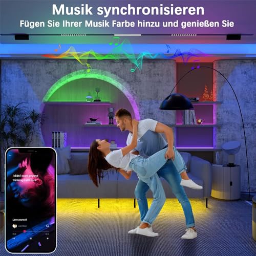 Cozylady 15m Smart LED Strip Lights - App Controlled LED Light Strips - 50ft RGB Music Sync LED Lights Strip for Bedroom Decor, Room Decor, Children's Room (15m-GMFX005)