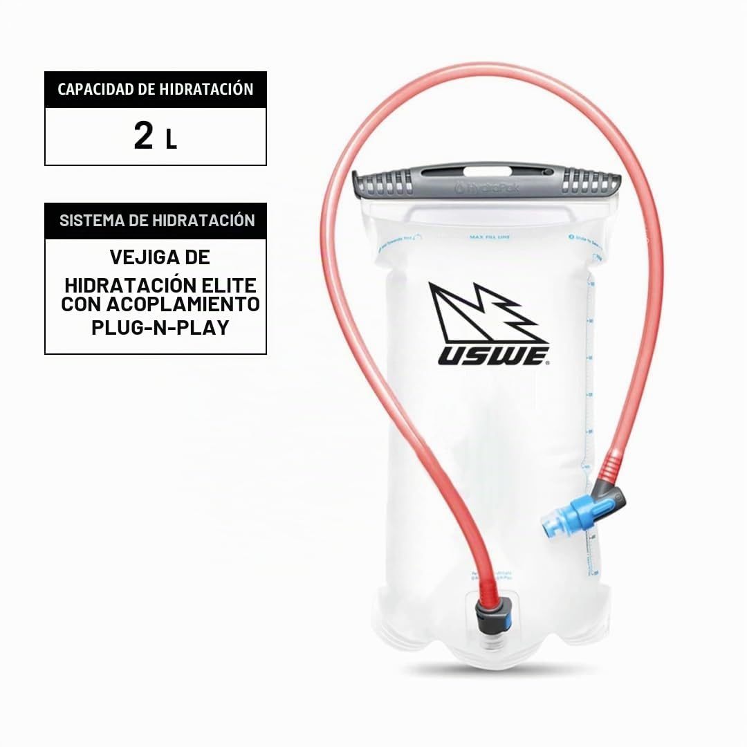 USWE Race 2.0, mochila de hidratación ultraligera con bolsa de agua de 2.0 L, paquete a prueba de fugas para grava, MTB, correr, senderismo, ciclismo, camping, ciclismo para hombres y mujeres
