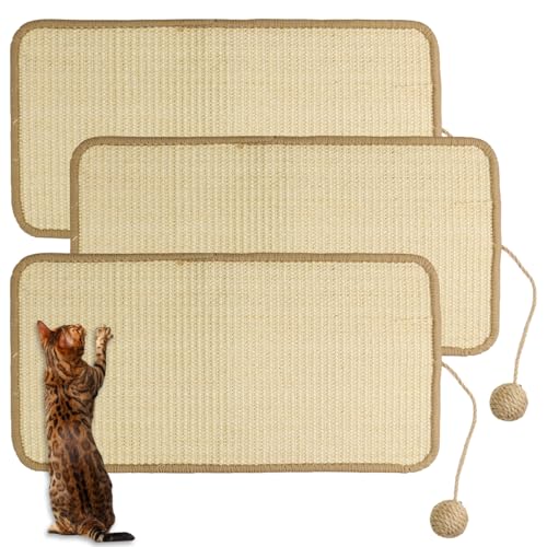 3 Pièces Tapis griffoir pour Chat,50x25cm Antidérapant Griffoir Chat Canapé,Convient aux Murs et aux Coins,Anti-Rayures, protège Les Meubles et Les canapés
