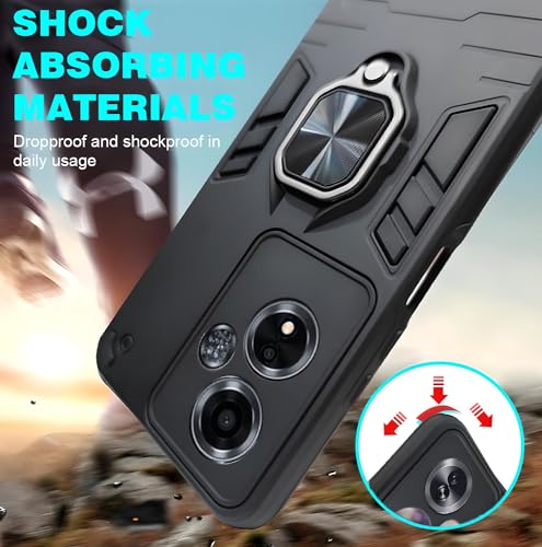 Image of A rtistque Rugged Armor Bumper Back Case Cover for Oppo A59 5G | Ring Holder & Stand in-Built | Shockproof TPU Protective Design | 360 Degree Protection - Black