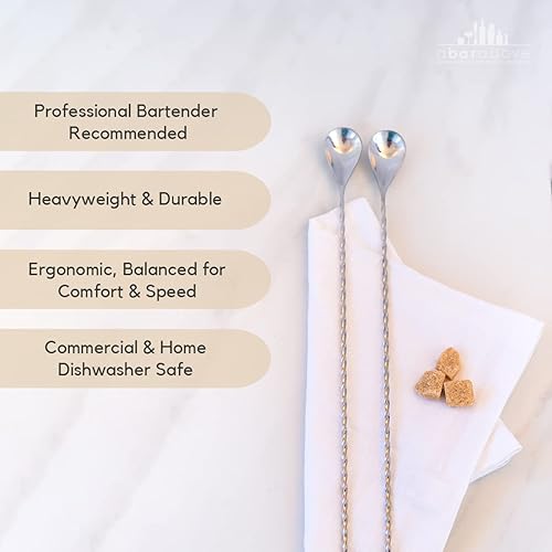 Miniatura 3 de A Bar Above Juego de barra de cuchara larga, cucharas largas con mango en espiral, para revolver y poner capas, cucharas de acero inoxidable, para