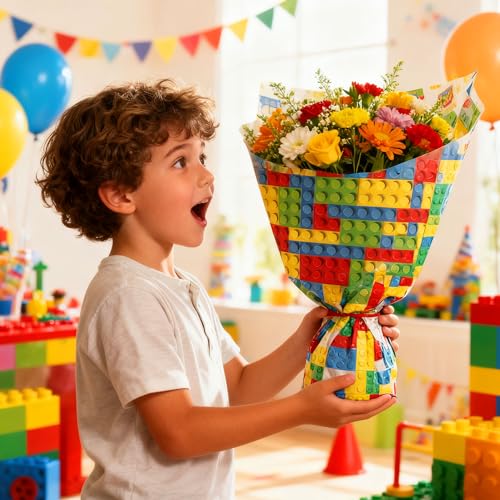 12 Blatt Bausteine Party Geschenktüten Seidenpapier Geschenkpapier für Bausteine Babyparty DIY Bastelarbeiten Geburtstagsdekoration