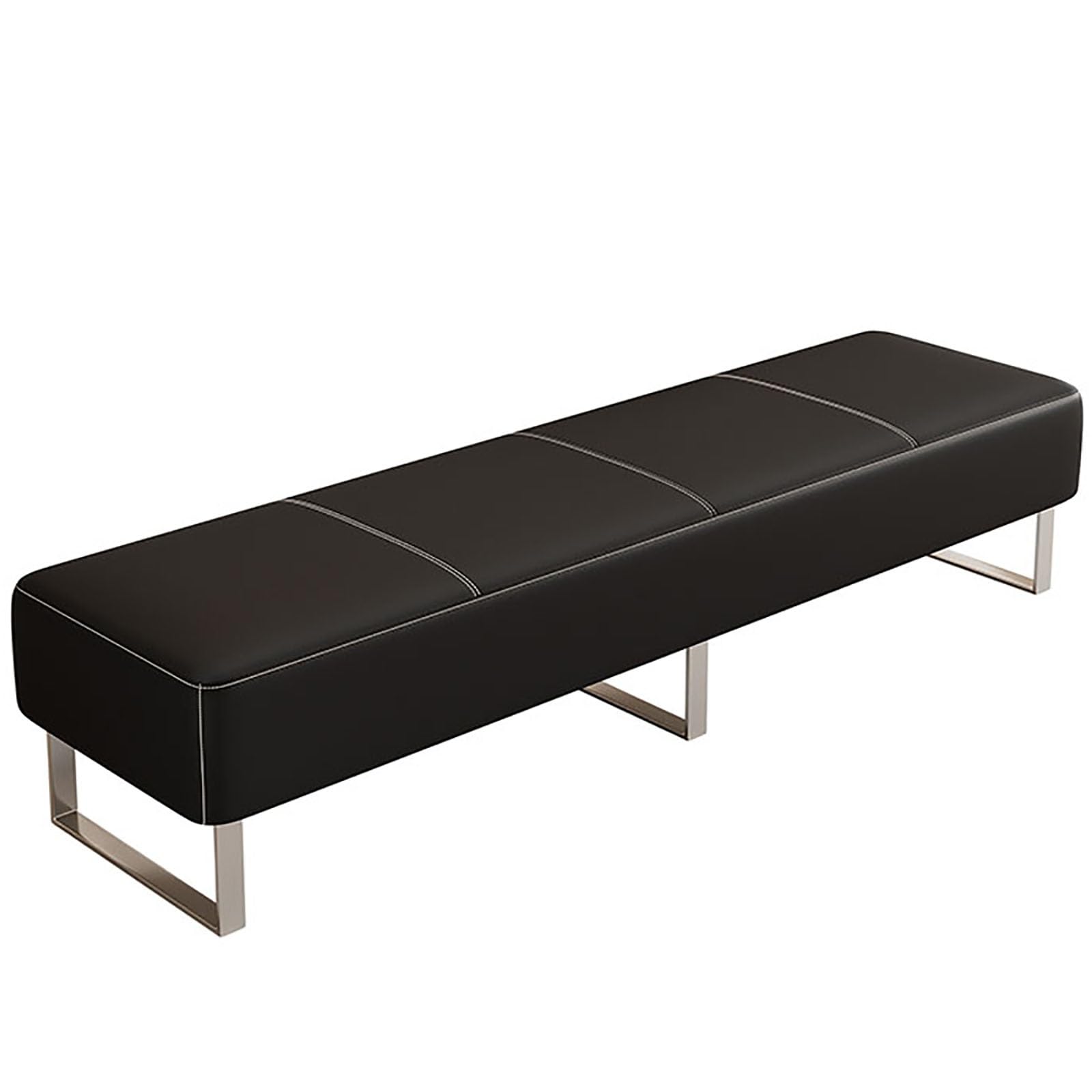 SaryEdge PU Leather Bench, Upholstered Guest Chair for Beauty Salon, Barbershop, Airport & Bank Hall - Stylish Reception Seating Solution,Black-100x40x40cm/39x16x16in,Black-100x40x40cm/39x16x16in