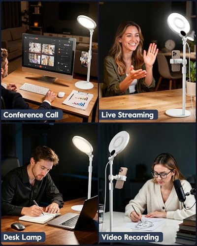 Image of 7 inch Desk Ring Light with Stand for Computer, 30 Lighting Modes for Video Conference, Zoom Lighting for Computer, Adjustable Desk Light for Video Recording, Calls, Podcast, Stream, 3000K-6500K, CRI 97.8