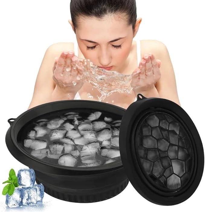 Face Ice Bath Bowl with Built-In Ice Cube Tray, Foldable Facial Cold Plunge Bowl for Daily Skin Care and Beauty Use-picture-46
